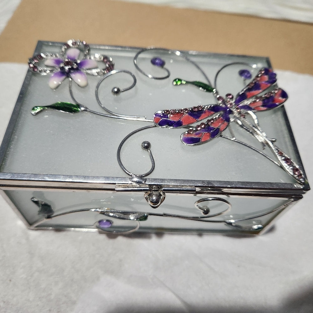 Decorative Glass Jewelry Trinket Box